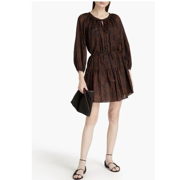 JETS Dresses & Skirts - JETS AUSTRALIA BY JESSIKA ALLEN Size Small Gathered leopard-print cotton dress